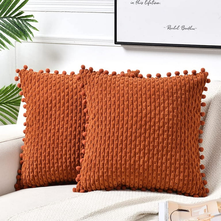Rythome Burnt Orange Home Decor Boucle Textured Throw Pillow Covers, Rustic  Accent Pillow Cases for Couch Bed and Living Room - 18x18, Pack of 2