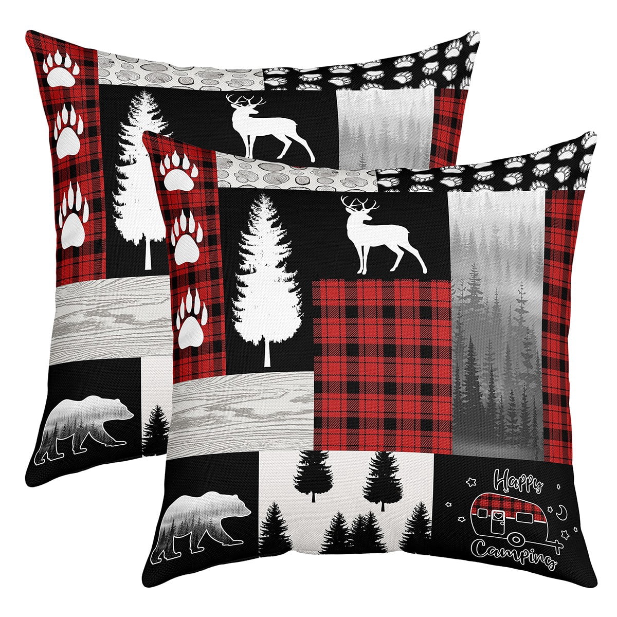 Set Of 2 Spotted Deer Print Throw Pillow Covers - 16x16 Inches, 3D Animal Hide Design, Brown - View #4