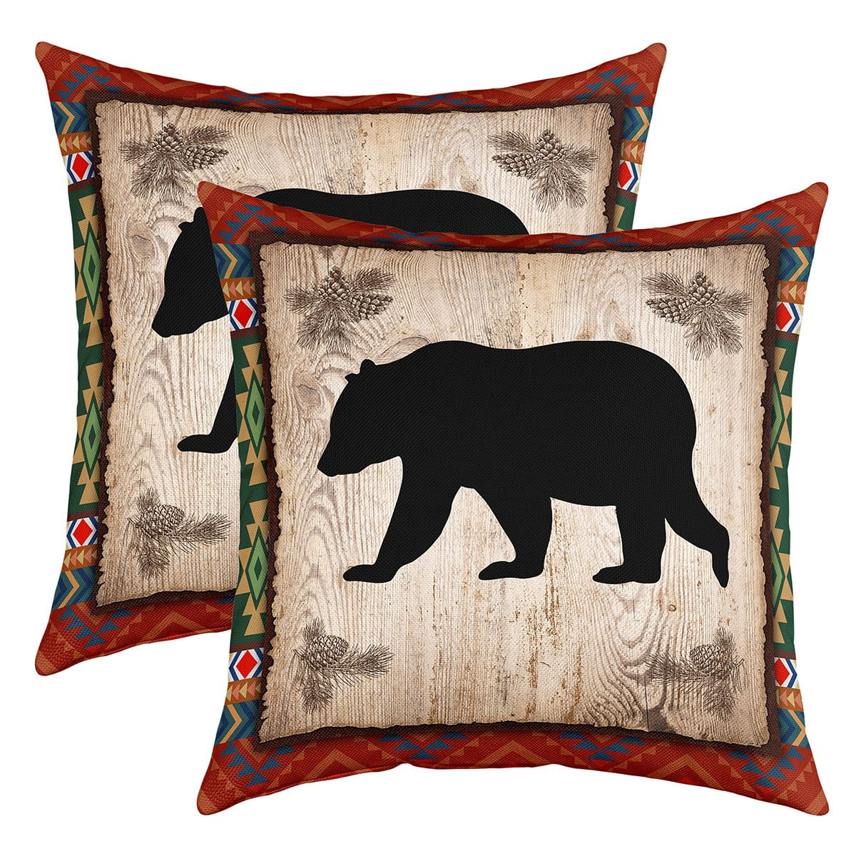Boho Aztec Pillow Covers Set Of 2 – 22x22 Inch Western Native American Red Brown Turquoise Throw Pillow Covers