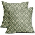 thumbnail image 1 of Set of 2 Sage Green Cream Block Print Pillow Covers 20x20 Inch, Vintage Floral Spring Decorative Throw Pillow Cases Boho Rustic Cushion Covers for Farmhouse Sofa Couch Bed Decor, 1 of 16