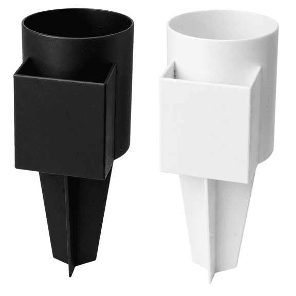 2-Pack Beach Cup Holder with Phone Pocket Sand Spike Drink Organizer Black White