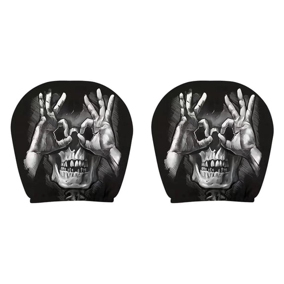 A Set of 2 Scary Face Printing Car Headrest Cover, Spooky Skull Car Seat Headrest Covers Slipcover Universal Auto Interior Accessories Decoration for Cars Vans Trucks for Halloween (C)