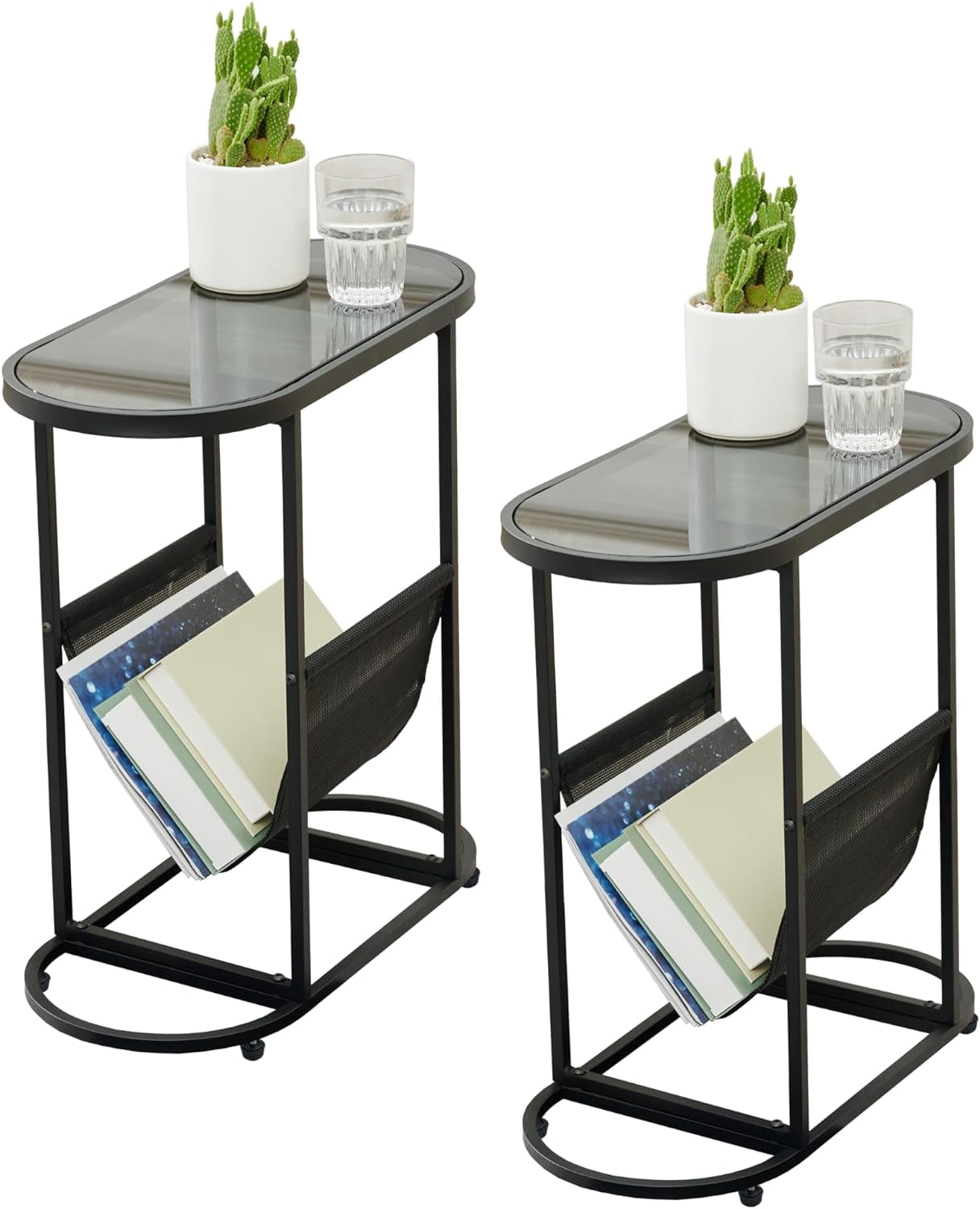 Two Side Tables Set of 2 Side Table Glass End Table Small Coffee Table Bedside Table ...