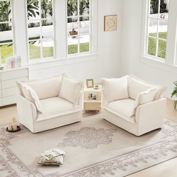 Modern Chenille Fabric Armchairs Set for Various Spaces (85×80×75cm)