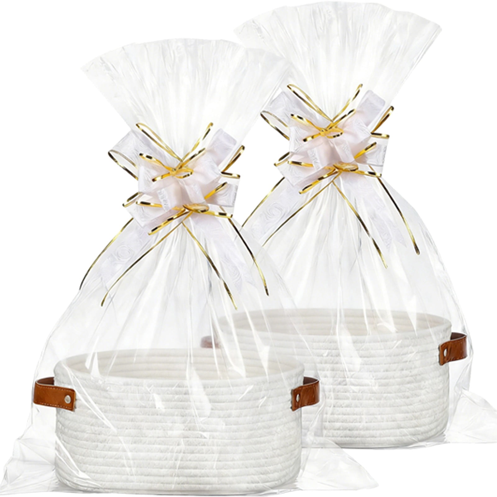 Set of 2 Small Woven Basket with Gift Bags and Ribbons, Empty ...