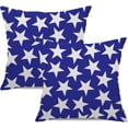 thumbnail image 1 of Set of 2 Soft Velvet Decorative Patriotic Throw Pillow Cover Case Geometric Stars July 4th Accent Square Cushion Cover Case Sham for Couch Sofa Bed Car 18 x 18 Inch 45x45cm (Blue), 1 of 6