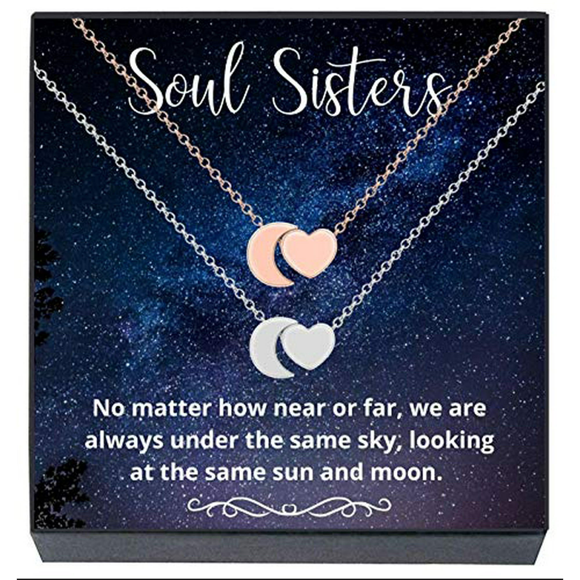 Best Friend Necklace for 2, Sun and Moon Matching Friendship Necklace Jewelry Gifts for BFF Sisters