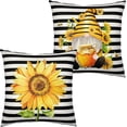 thumbnail image 1 of Set of 2 Spring Summer Sunflowers Floral Pillow Covers Gnome with Sweet Honey Cushion Case for Living Room Indoor Outdoor Decor Flowers and Bumble Bee Pillow Case 20x20, 1 of 6