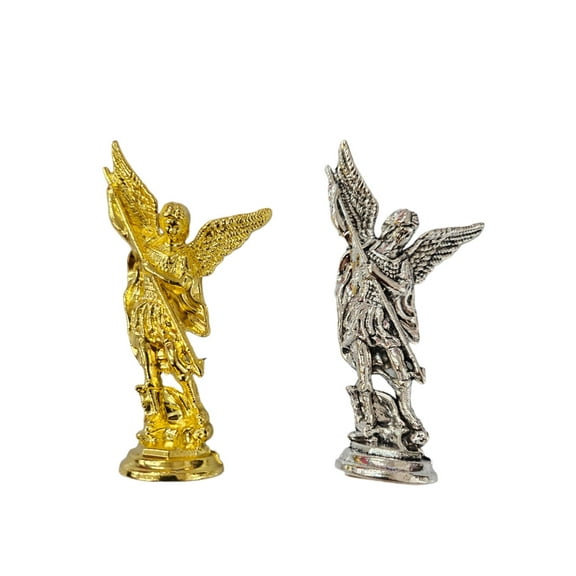 Set of 2 St. Michael San Miguel Arcangel Statue Saint Archangel Michael Religious Collectible Battle Angel Sculpture Christian Catholic Figurines 3 inches