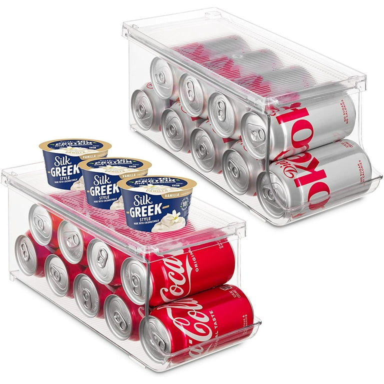 2-Tier Rolling Refrigerator Organizer Bins Soda Can Beverage Bottle Holder  For Fridge Kitchen Plastic Storage Rack Container - AliExpress