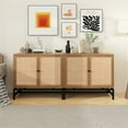 thumbnail image 1 of Set of 2 Storage Cabinet Sideboard with Natural Rattan Doors, Rattan Buffet Cabinet with Storage and Adjustable Shelves, Boho Console Table Accent Cabinet for Dining Room, Living Room, Kitchen, 1 of 8