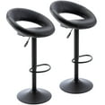 thumbnail image 1 of Set of 2 Swivel Bar Stools with Back and Armrests, Adjustable Height PU Leather Bar Chairs with Pneumatic Lift for Kitchen Island, Bar, Café or Dining, Black, 1 of 10