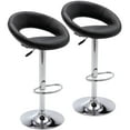 thumbnail image 1 of Set of 2 Swivel Bar Stools with Back and Armrests, Adjustable Height PU Leather Bar Chairs with Pneumatic Lift for Kitchen Island, Bar, Café or Dining, Black, 1 of 10