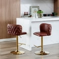 thumbnail image 1 of Swivel Barstools with Adjusatble Seat Height, Modern  Upholstered Bar Stools with Back Tufted, Suitable for Home Pub and Kitchen Island（Wine Red, Burgundy, Set of 2）, 1 of 9