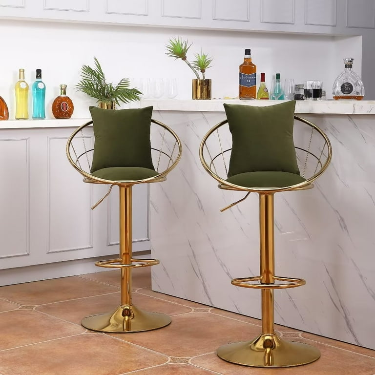 Set of Swivel Velvet Bar Stools Set, Modern Adjustable Counter
