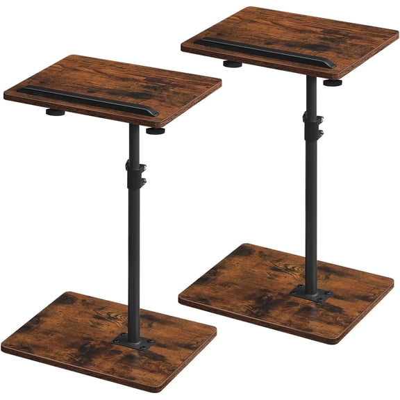 Set of 2 TV Tray Table, Height Adjustable TV Trays with 360 Swivel, Space-Saving Side Table for Couch, Multi-Functional Sofa Table with Anti-Slip Bar, Bedside, Rustic Brown ETRB4501S2