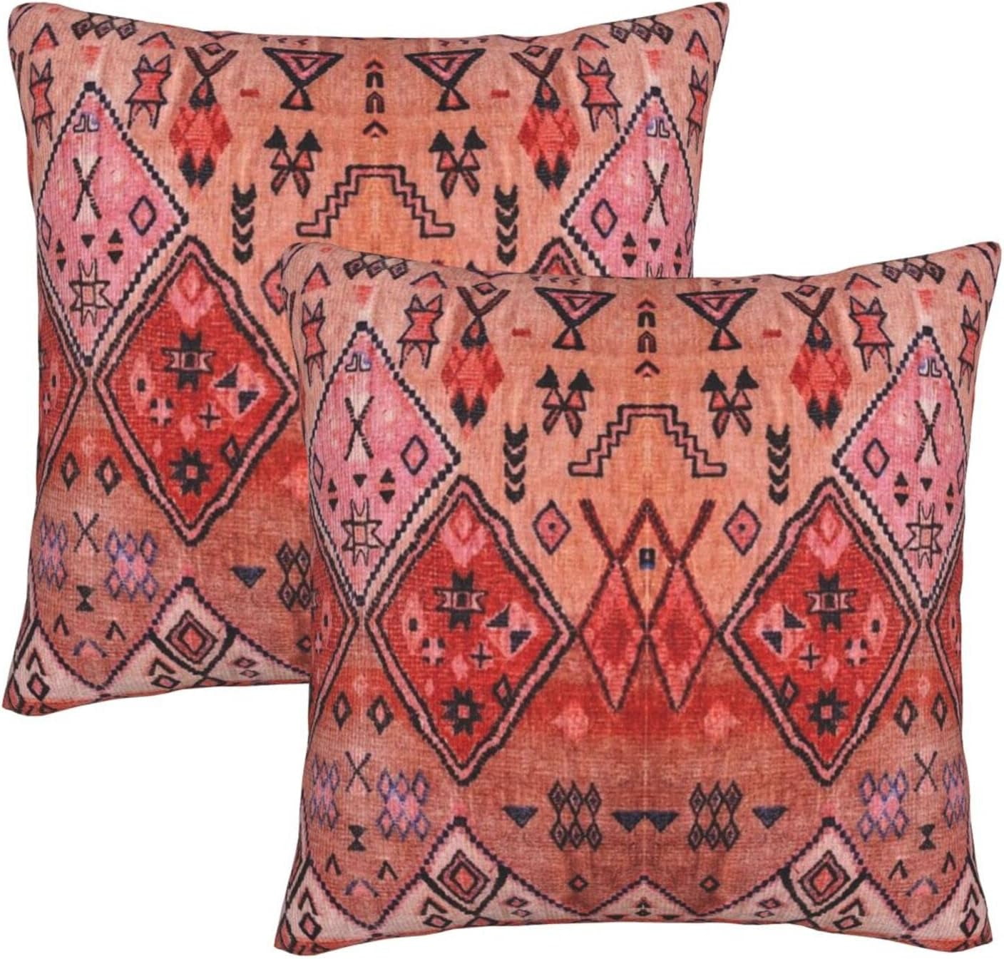 Boho Moroccan Velvet 18" Throw Pillow Covers Set