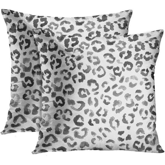 Set of 2 Throw Pillow Cover Leopard Print Pattern Black Watercolor Hand Paint Decorative Pillow Case Animal Home Decor Square 20 x 20 Inch Cushion Pillowcase