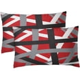 thumbnail image 1 of Set of 2 Throw Pillow Cover Red Black Stripes Grey White Design Retro Decorative Pillow Case Striped Home Decor Rectangle 12x20 Inch Cushion Pillowcase, 1 of 6