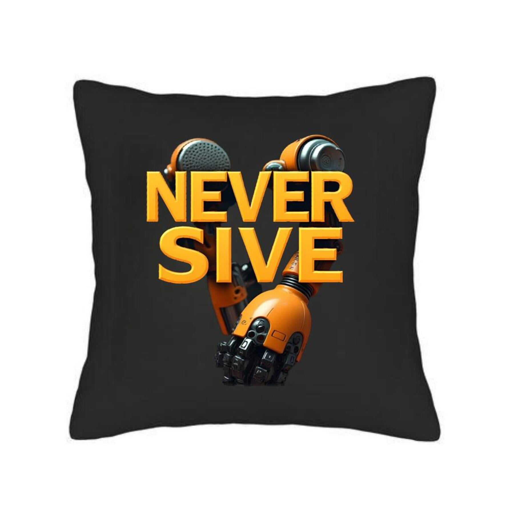 Set of 2 Throw Pillow Covers 18x18 - Black Background with Orange ...