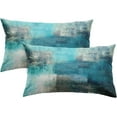 thumbnail image 1 of Set of 2 Throw Pillow Covers Modern Abstract Painting Blue White and Gray Decorative Sofa Pillow Cases Home Decor Standard Square 24x24 Inches Pillowcases, 1 of 6