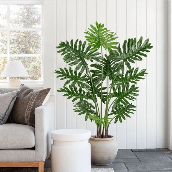 Set 2 Tree Philodendron Plants for Planting, Faux Monstera Indoor Trees, Tropical Palm Plants, 5-8 Inch Tall, 4 Inch Pot, No Ship CA