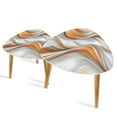 thumbnail image 1 of Set of 2 Triangle End Table Abstract Orange White Lines Swirling Patterns Smooth Sheen Set of 2 Side Tables End Tables, Nesting Tables for Living Room, 1 of 5