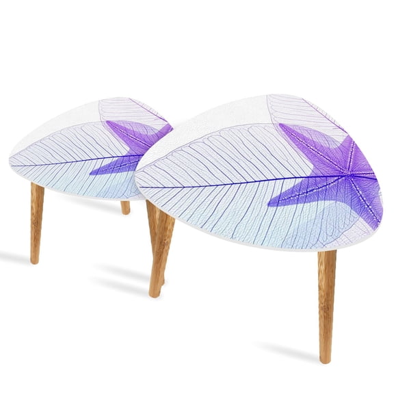 Set of 2 Triangle End Table Coastal Ocean Starfish Conch Aesthetic Sea Nautical Marine Set of 2 Side Tables End Tables, Nesting Tables for Living Room