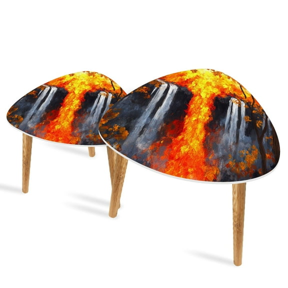 Set of 2 Triangle End Table Volcano Eruption Party Decorations Home Decor Volcano Lava Set of 2 Side Tables End Tables, Nesting Tables for Living Room