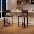 thumbnail image 1 of Set of 2 Upholstered Counter Height Bar Stools – PU Leather Seats, Sturdy Metal Legs, Thick Cushions, Backrest & Footrest – Easy to Clean – Perfect for Kitchen Island, Dining Room, Apartment, 1 of 8
