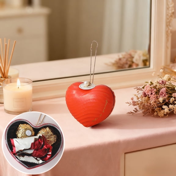 Set of 2 Valentine's Day Candy Gift Boxes Empty Metal Tin with Handles for Wedding Party Favors Snacks Storage Decorative Heart Shape Containers 3.74x3.26 Inches