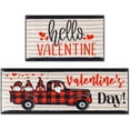 thumbnail image 1 of Set of 2 Valentines Day Kitchen Rugs and Mats Valentines Kitchen Mats Buffalo Plaid Door Mat Outside Gnome Decorative Doormat for Home Kitchen Floor Decors, 17x29 and 17x47 Inch, 1 of 6