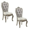 thumbnail image 1 of Set of 2 Velvet & Antique Platinum Finish Side Chair, Upholstered Dining Chairs, High Back Kitchen Chairs for Kitchen Living Room, Armless with Wood Legs (Gray), 1 of 11