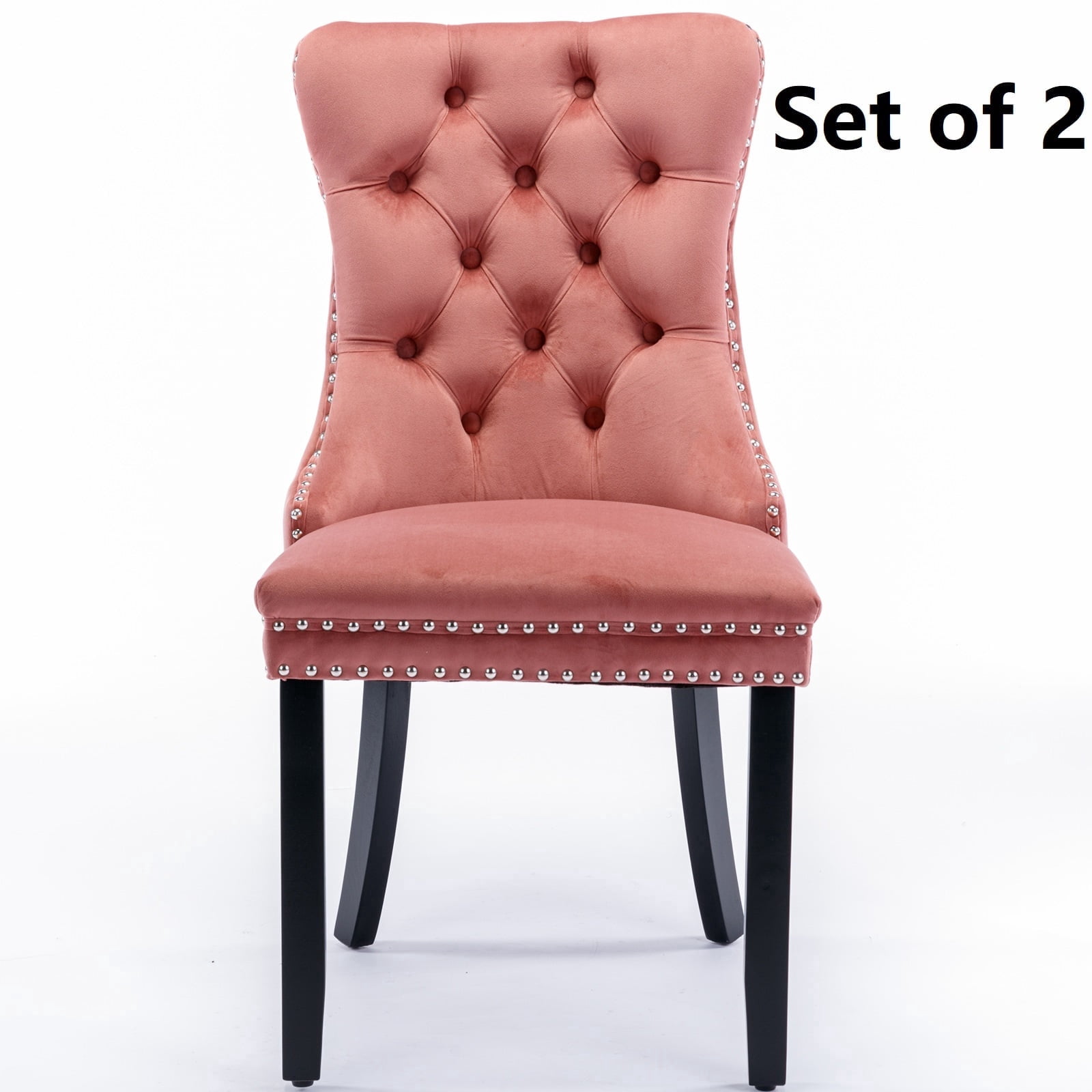 Rhomtree Set of 2 Upholstered Velvet Dining Chairs with Tufted Back ...