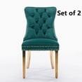 thumbnail image 1 of Set of 2 Velvet Fabric Dining Chairs Luxury Tufted Back with Nailed Trim and Back Ring Pull Home Kitchen Dining Room Chairs Armless Accent Side Chairs Solid Steel Legs(with Steel Leg), 1 of 8