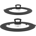 thumbnail image 1 of Set of 2 Vented Tempered Glass Universal Lid for Pot Pan Skillet with Heat Resistant Silicone Microwave Splatter Cover Microwave Safe Fit 6.5" 7" 7.5" and 11.5" 12" 12.5" Black, 1 of 9