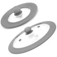 thumbnail image 1 of Set of 2 Vented Tempered Glass Universal Lid for Pot Pan Skillet with Heat Resistant Silicone Microwave Splatter Cover Microwave Safe Fit 8" 8.5" 9" and 11.5" 12" 12.5" Light Grey, 1 of 7