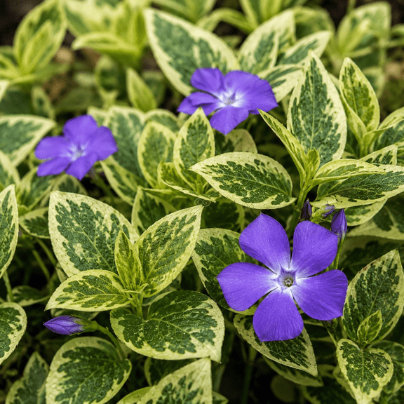 Set 2 Vinca Major High Color Plugs, Vinca Vine in Home Garden Planting, Vinca Major Variegata Live Plant 2-4 Inch Tall