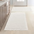 thumbnail image 1 of Set of 2 Waffle Bathroom Rugs, Boho Bath Rugs Non Slip Washable, Super Absorbent Bath Mats, Ultra Soft Rubber Backed Shower Mats for Bathroom Floor, Tub and Shower, White, 20x32 Inch, 1 of 6
