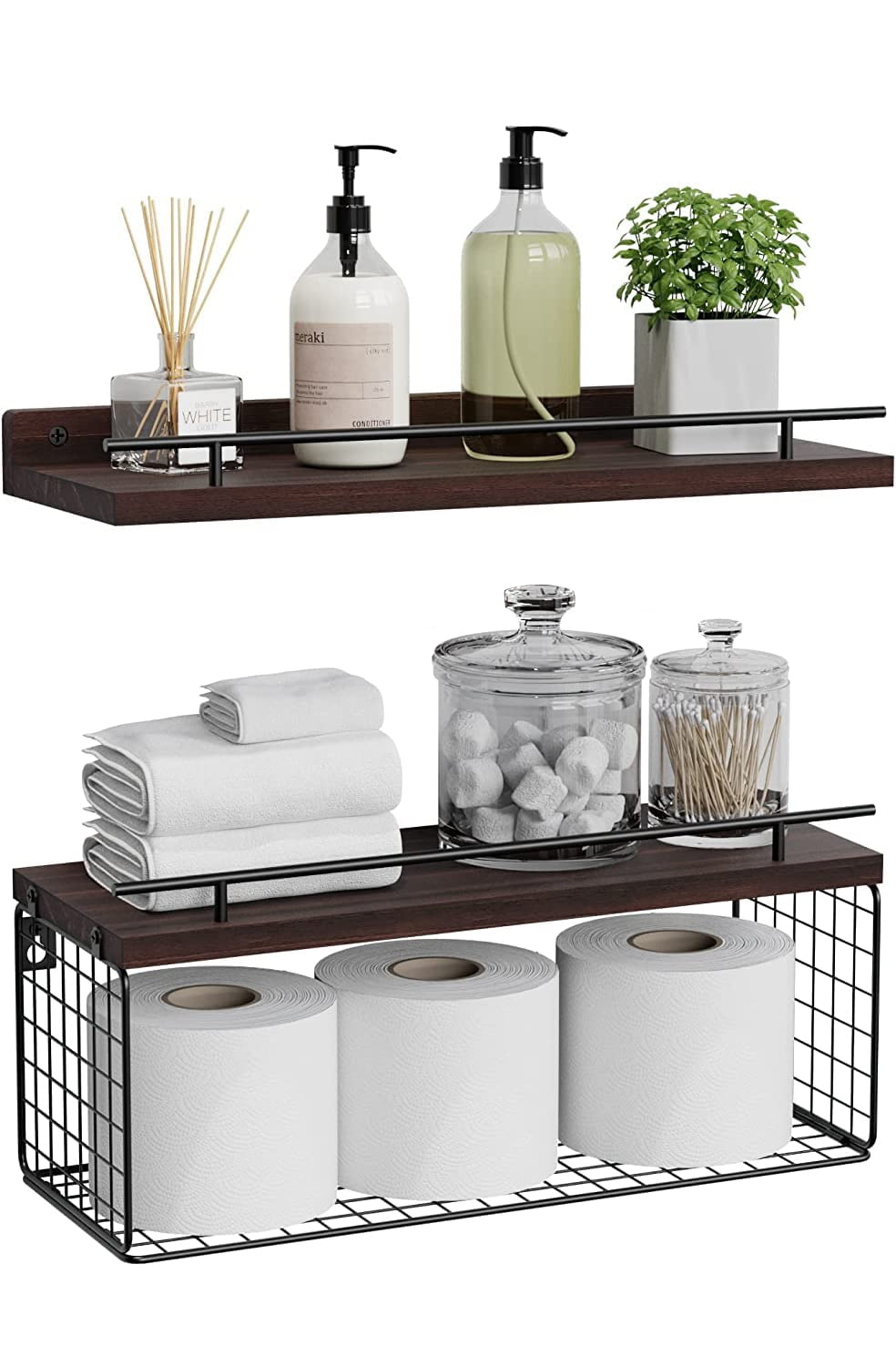 28 Bathroom Shelf Organizer with Modern Towel Bar - Modern Farmhouse Decor