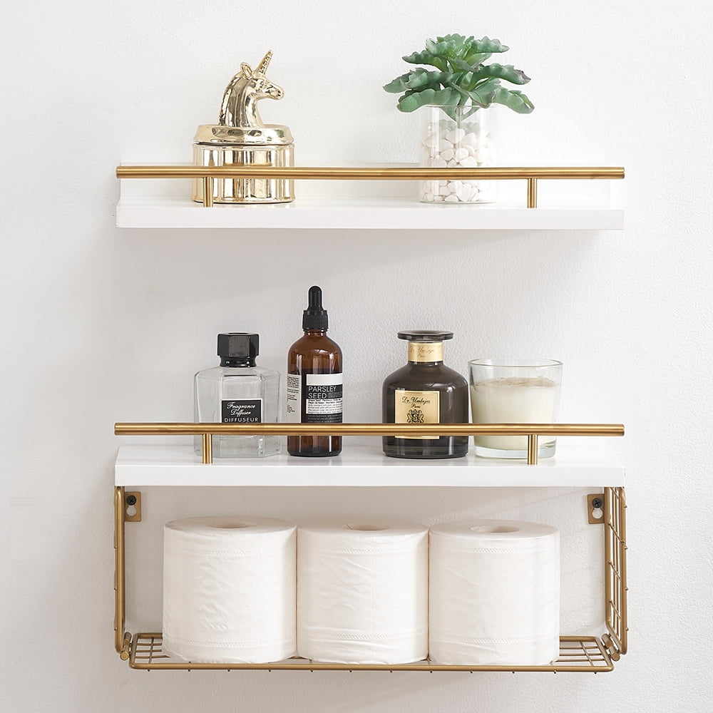 Keenstone 6 in x 16.5 in 2 -Tier White Rustic Floating Shelves (2 Pieces) - Walmart.com