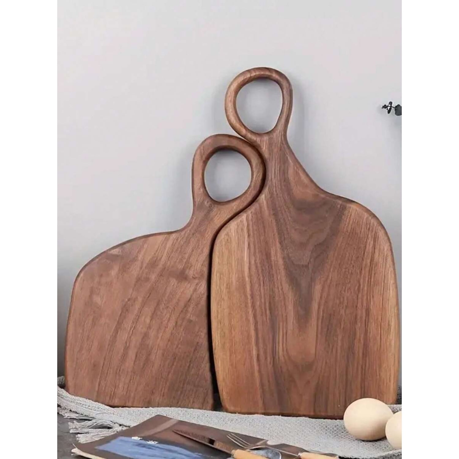 Set Of 2 Walnut Cutting Boards (15inch*7.1inch/11.8inch*5.9inch)- High Quality Handmade Kitchen Cutting Boards For Food Preparation, High-Quality Wood Material Accessories For Couples And Home Chefs