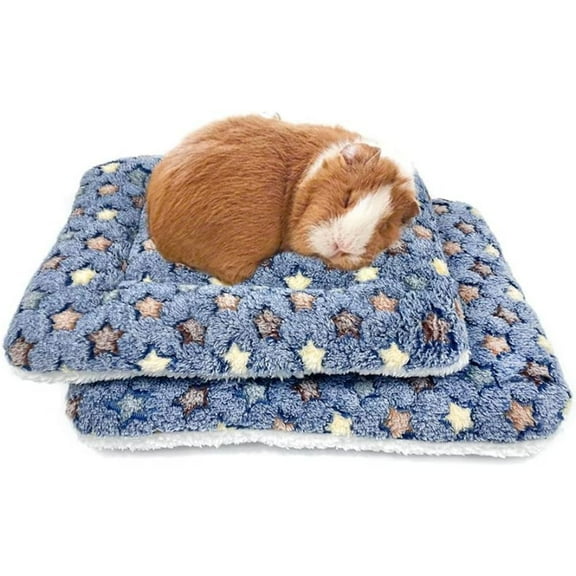 Set of 2 Washable Mattresses for Guinea Pigs,Rabbits, and Small Animals - Cozy Star Pattern Winter Bedding,Perfect for Indoor Pets Like Guinea Pigs,Mice,Hedgehogs,and Sugar Gliders,Pattern Bedding