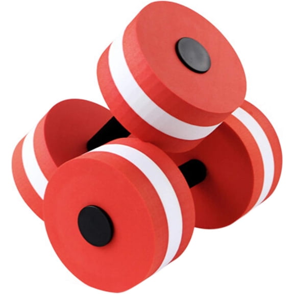 Aquatic Dumbbells for Water Aerobics - 2 Pack High Density Foam Dumbbells for Pool Exercise, Swimming & Hydrotherapy - Waterproof, Chlorine Resistant, Non Slip Grip for Women & Men（red）2pcs