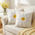 thumbnail image 1 of Set of 2 White Daisy Flower Pillow Covers 18x18 Embroidered Spring Summer Floral Pillow Covers Room Decor Decorative Cute Faux Fur Soft Flower Farmhouse Decor for Bed Couch Dormitories, 1 of 7