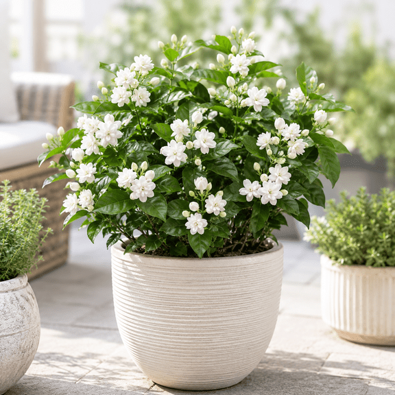 Set 2 White Maid of Orleans Jasmine Plants, Fragrant Jasmine Flower Plants Indoor Outdoor Live for Planting, Well Rooted, 4-8 Inch Tall, No Pot