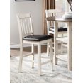 thumbnail image 1 of Set of 2 White Wash Counter Height Chairs - Dark Brown Faux Leather Seats - Wood Frame - Kitchen Dining Furniture - 18.5"W x 40"H - Perfect for Dining Room, 1 of 6
