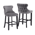 thumbnail image 1 of Set of 2 Wingback Upholstered Bar Stools with Nailhead Trim, Velvet Fabric Side Dining Room Chairs with Tufted Button, Living Room Chairs Counter Bar Stools Home Kitchen Island (Grey), 1 of 9