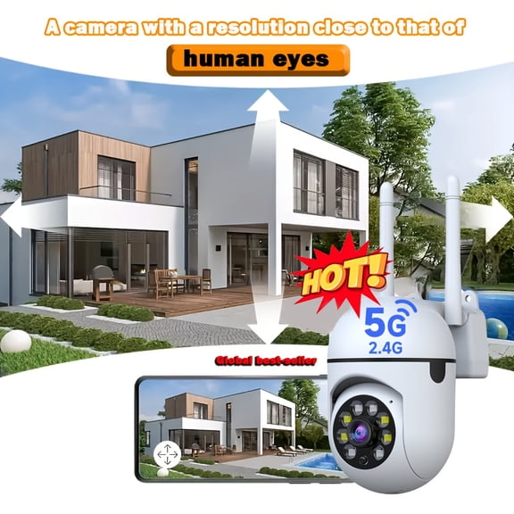 Set of 2 Wireless Cameras Featuring AI Motion Detection, Dual-Band Wifi, 355 Pan And Tilt Capabilities, Video Recording, Two-Way Audio, Full Color Night Vision, And Options for Cloud And SD Storage