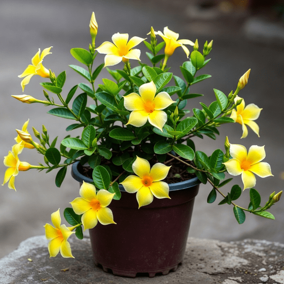 Set 2 Yellow Mandevilla Live Plant, Climbing Mandevilla Well Rooted from 4 to 6 Inches Tall, Tropical Plants for Trellis Outdoor Patio